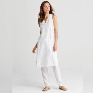 NWT Eileen Fisher Linen Wrap Tunic Top Sz PL White